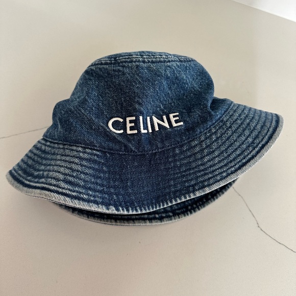 AUTH Celine Denim Bucket Hat Sz M